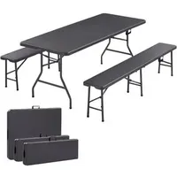 Arebos Bierzeltgarnitur anthrazit, 182 x 74cm (B/T), 3-teilig, klappbar