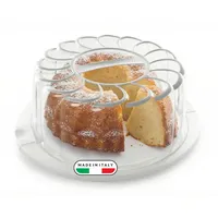 Snips Kuchenbehälter mit Griff, Dekoratives Tablett mit Spitzendeckchen, Durchmesser 28 cm x Höhe 11 cm, 2 Sicherheitsverschlüsse, Made in Italy