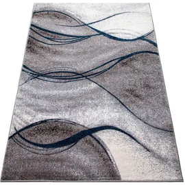 OTTO home Teppich OTTO HOME "Tritom" Gr. 6, blau, B:200cm H:9mm L:300cm, Kunstfaser, Teppiche, Teppich, mit besonders weichem Flor, Kurzflor, modernes Wellen Muster