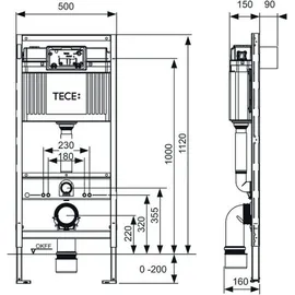 TECE TECEprofil WC-Modul mit Uni-Spülkasten, Bauhöhe 1120 mm