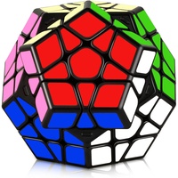 JOPHEK Zauberwürfel Megaminx, Megaminx Cube 3x3 Speed Cube Magischer Würfel Dodekaeder, Easy Twist and Gentle Play (Aufkleber auf schwarzem Hintergrund)