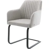 DeLife Schwingstuhl Greg-Flex Stripes Hellgrau Freischwinger flach Schwarz, Esszimmerstühle