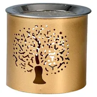 Nklaus Räucherstövchen Eisen Baum-Muster Gold Höhe: 6cm Betriebsart Teelicht für Weihrauch 10903