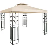 Spetebo Pavillon Ersatzdach wasserdicht mit PVC Beschichtung 3 x 3 Meter - beige - Pavillondach mit Kaminabzug - Universal Garten Party Pavillon Dach Sonnenschutz