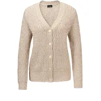 GOLDNER Langarm Strickjacke mit V-Ausschnitt Braun 48