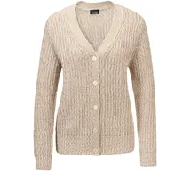 GOLDNER Langarm Strickjacke mit V-Ausschnitt Braun 48