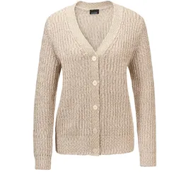 GOLDNER Langarm Strickjacke mit V-Ausschnitt Braun 48