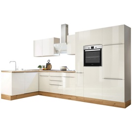 Respekta Küche Küchenzeile Winkelküche Marleen Premium 370 cm Weiß Artisan Eiche Respekta