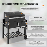 Outsunny Holzkohlegrill Edelstahl B/H/L: ca. 65x108x113 cm - Schwarz