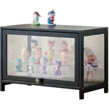 errtsdb 60x33x40cm glasvitrine, 1 Schicht vitrinenschrank vitrine, sammlervitrine vitrinenschrank Wohnzimmer Vitrinenschrank Stehend für Sammlerstücke, Bücher, Schwarz/Von Allen Seiten transparent