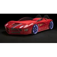 Autobett Luxury Vollversion inkl Lattenrost mit LED und Polsterung Kinder - schwarz