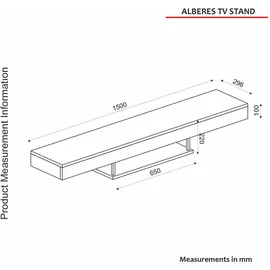 moebel17 Tv-Lowboard, Weiß, B/H/T: ca. 150x22x29.6 cm, - weiß