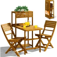 CASARIA Balkonmöbel Set 2 Personen Wetterfest Klappbar Holz FSC®-zertifiziert 160kg Belastbarkeit Garten Balkon Terrasse 3-teilig Gartenmöbel -