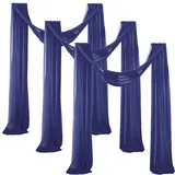 Surwin Hochzeit Vorhang Hochzeitsbogen, 3 Stücke Chiffon Stoff Querbehang Deko Gardinen Vorhang Tüll Vorhänge Hochzeitsbögen für Fotografie Party Hochzeit Zeremonie (Dunkelblau,75x600cm(20FT))