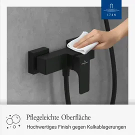 Villeroy & Boch Architectura Square Einhebel-Duscharmatur Wandmontage für 1 Verbraucher Matt Black TVS125001000K5