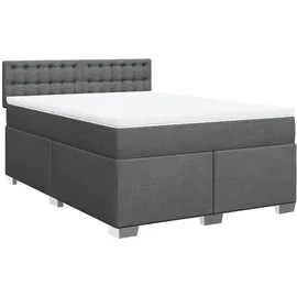 vidaXL Boxspringbett 140 x 200 cm Dunkelgrau