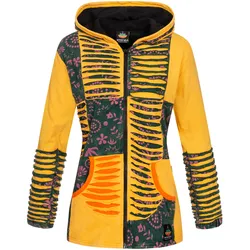 Fleecejacke »Patchwork Multicolor NUNAVUT II NEW FLOWER POWER«, Gr. 48 (XL), gelb, , 89824516-48