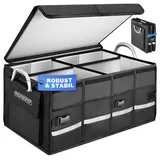 monzana Kofferraum Organizer Deckel 63L Trennwände Wasserdicht Faltbar MDF Wände rutschfest Kofferraumtasche Kofferraumbox Auto Schwarz
