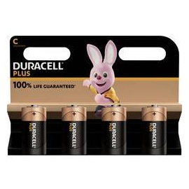 Duracell Plus-C K4 Baby (C)-Batterie Alkali-Mangan 1.5V Plus, Extra Life, Retail Blister