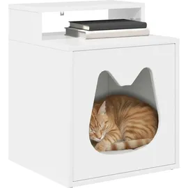 vidaXL Katzenhaus Glänzend Weiß 42,5 x 40 x 53,5 cm Holzwerkstoff - Weiß