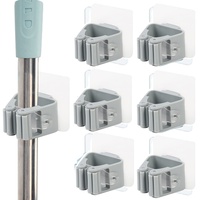 6 Stück Besenhalterung Wand Selbstklebend, Wandhalterung Besen Ohne Bohren, Gerätehalter Halterung Besen Aufhangung Wand Mop Halter Besen Organizer für Küche, Bad, Zimmer, Garten und garage, Grau