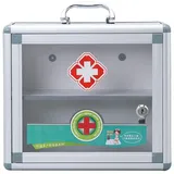 BSTCAR Medizinschrank mit Schloss, Medizin Aufbewahrungsbox Tragbare Transparent Abschließbar Medikamentenbox Medizinschrank Erste Hilfe Wandmontage Medizin Kit