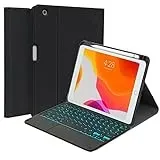 QYiiD Beleuchtete Tastatur Hülle für iPad Mini 7.9 Zoll 5 /Mini 4/3/2/1, iPad Mini Hülle Abnehmbare Tastatur Hülle mit Tastatur, Deutscher QWERTZ Tastatur mit Touchpad Magnetisch Keyboard, Schwarz