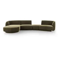 Micadoni Sofa Miley, modular mit Recamiere 4-Sitzer grün