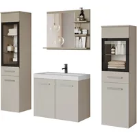 WELLTIME Badmöbel-Set »MADRIT«, beige (kaschmir), B:120cm H:131,5cm T:34,5cm, Holzwerkstoff,