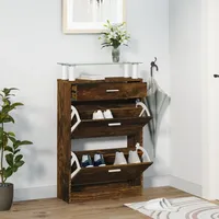 VidaXL Schuhschrank Räuchereiche 63x24x104 cm Holzwerkstoff