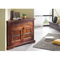 Massivmoebel24 Eckkommode Akazie 107x54x80 nougat lackiert OXFORD 505