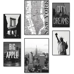 Poster ARTLAND "Wahrzeichen von New York", schwarz (farbe bild(er): schwarz), B:42cm H:29,7cm, Papier, Bilder, Poster, Wandbild, Bild, Wandposter