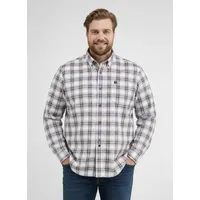 Lerros Kariertes Flanellhemd in Übergrössen - Broken White -