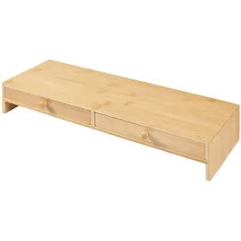 [en.casa] Monitorständer Hallstahammar 56x18x9,5 cm Bambus, 2 Schubladen, 56x9.5x18 Arbeitszimmer, Schreibtische