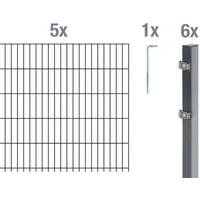 GAH Alberts Doppelstabmattenzaun Set 5 Matten 1,60 x 10 m anthrazit