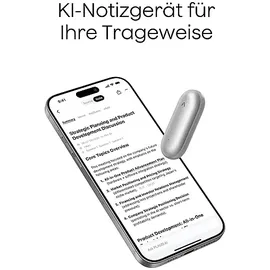 plaud NotePin Single Diktiergerät, Lunar Silver