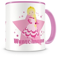 Samunshi® Kindertasse mit Namen Tasse süße Prinzessin Personalisierte Tasse mit Namen Kinder Kinderbecher mit Namen Kindergarten rosa 300ml