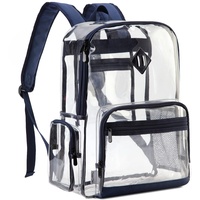 Chase Chic Klarer Rucksack, Transparent Wasserdichte Schulrucksack, Durchsichtig Strapazierfähige PVC-Buch-Tasche für Schule College Sport Beruf Reise, Blau