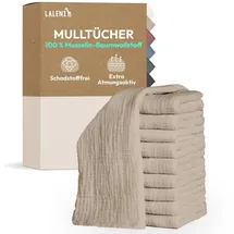 Laleni Spucktücher Baby im 30er Set aus Reiner Baumwolle - schadstofffreie Mulltücher weich 70x70 - saugstarke Mussellintücher Baby - Musselin Tuch als Mullwindel waschbare Mulltücher - Beige