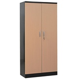 Gürkan Stahlschrank 100125 tiefschwarz, buche 92,0 x 42,0 x 195,0 cm, aufgebaut