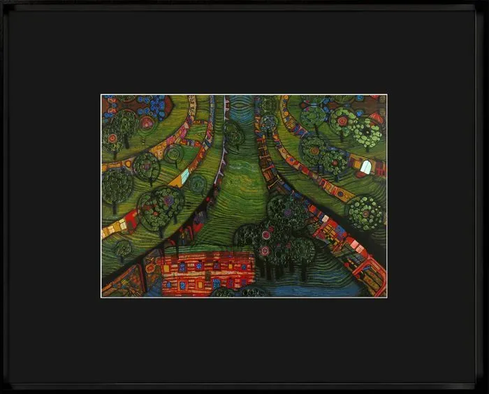 Intertrading Wandbild 51,3 x 41,3 cm green town Holz Bunt
