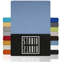 Studio Spannbettlaken Jersey-Baumwolle 200 x 200 cm Blau