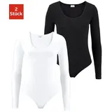 VIVANCE Langarmbody 2er-Pack, aus elastischer Baumwoll-Qualität, schwarz-weiß