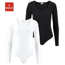 VIVANCE Langarmbody 2er-Pack, aus elastischer Baumwoll-Qualität, schwarz-weiß