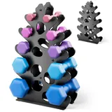 Hantelständer (Hanteln nicht im Lieferumfang enthalten) mit weichem Gummischutz, ergonomischem Griff & koralleninspiriertem Stil – kompakte Gewichtsaufbewahrungslösung, 5 Etagen