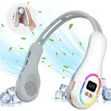 Tragbarer Nackenventilator Mit Rgb-led-umgebungsbeleuchtung, Usb-nackenventilator, 4000 Mah Leiser Handventilator, Mini-nackenventilator