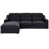 Mid.you Lederecksofa, Schwarz, Leder, Echtleder, Büffelleder, 3-Sitzer, Ottomane links, L-Form, 228x160 cm, Wohnzimmer, Sofas & Couches, Wohnlandschaften