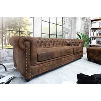 Riess-Ambiente Chesterfield Sofa 205cm antik braun Microfaser Federkern Knopfheftung