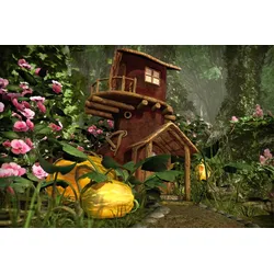 Fototapete PAPERMOON "Fantasie Haus", bunt, B:2,50m L:1,86m, Vlies, Tapeten