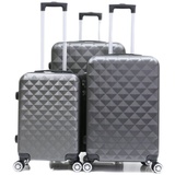 KESSMANN Kofferset 3 Teilig Kofferset Reisekoffer Gepäck Reisekoffer klein mittel groß, 4 Rollen, (Koffer-Set, 3 tlg., Leichtgewicht Rollkoffer 360° Rollen Reisen Urlaub Reisekoffer Set), Trolley Gepäckset Hartschalenkoffer Urlaubskoffer Handgepäck Organizer silberfarben